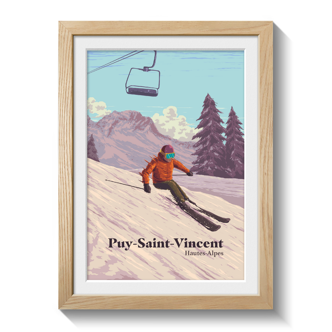 Puy Saint Vincent Ski Resort Travel Poster