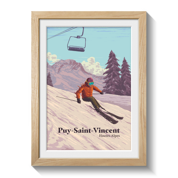 Puy Saint Vincent Ski Resort Travel Poster