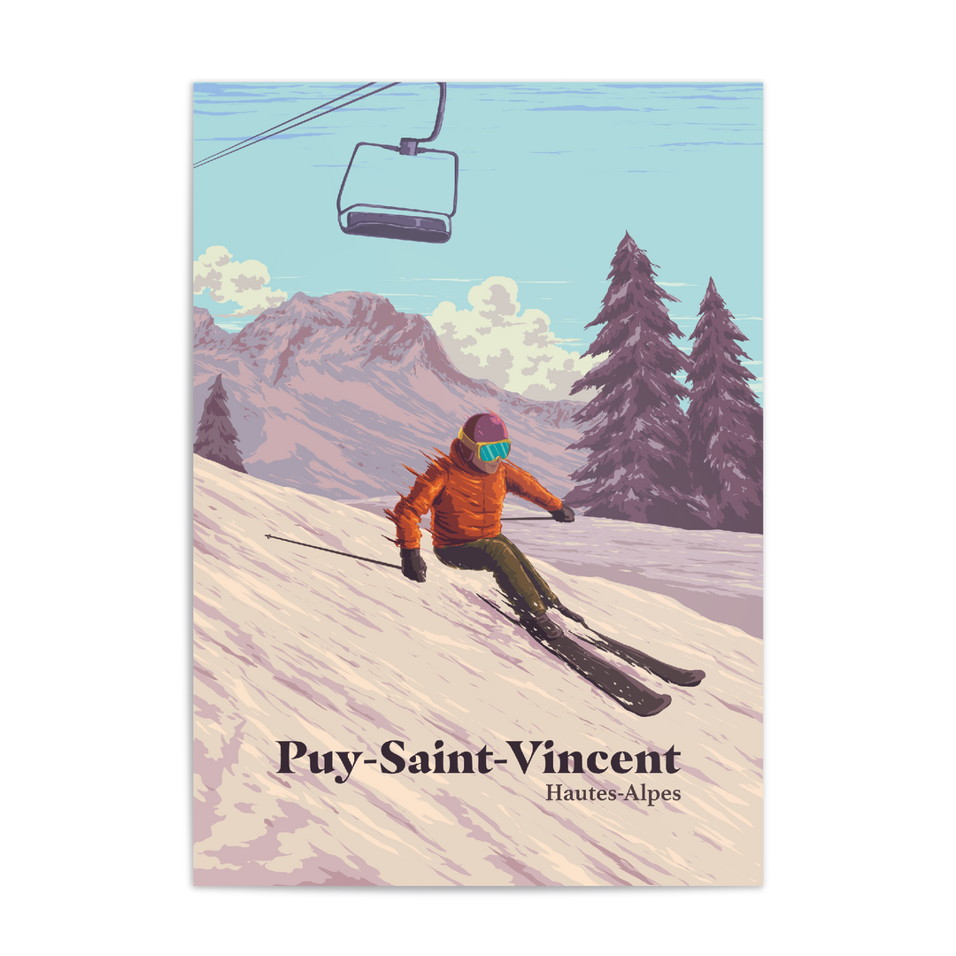 Puy Saint Vincent Ski Resort Travel Poster