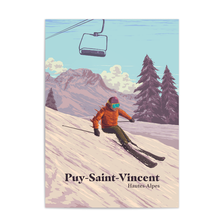 Puy Saint Vincent Ski Resort Travel Poster