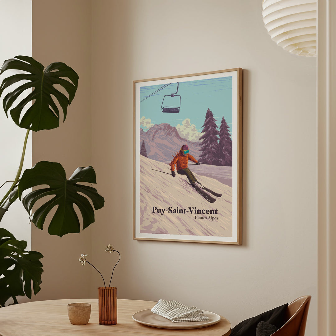 Puy Saint Vincent Ski Resort Travel Poster