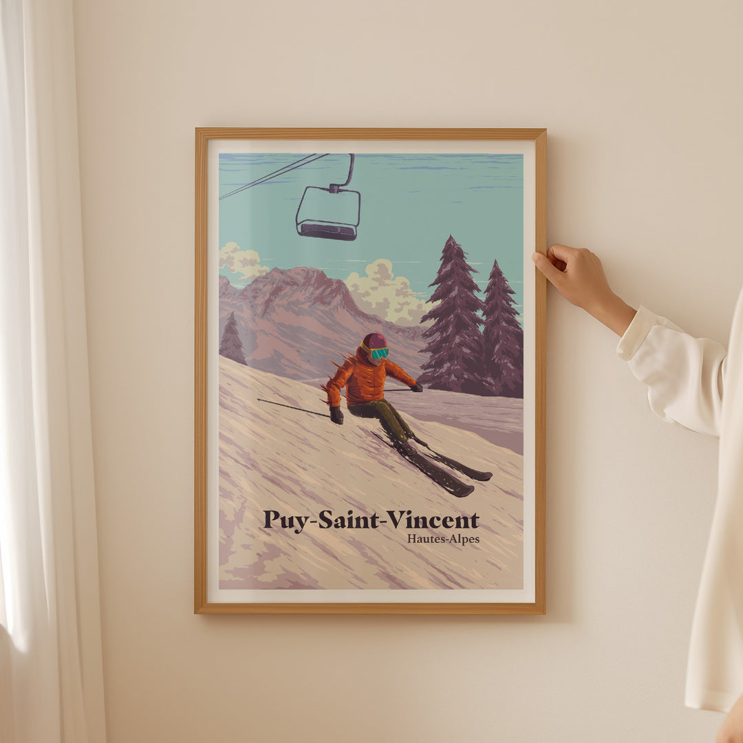 Puy Saint Vincent Ski Resort Travel Poster