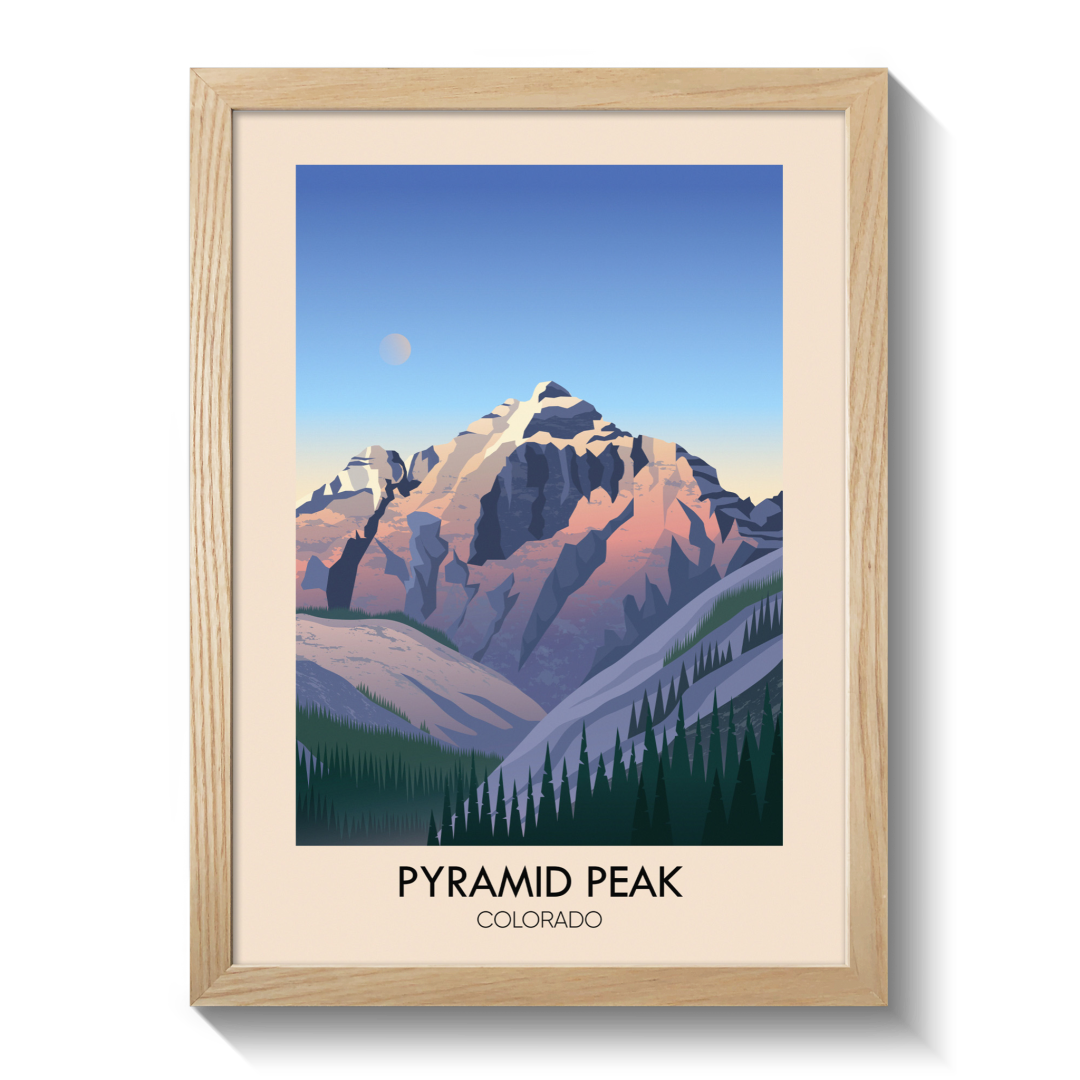 Pyramid Peak Colorado USA Travel Poster