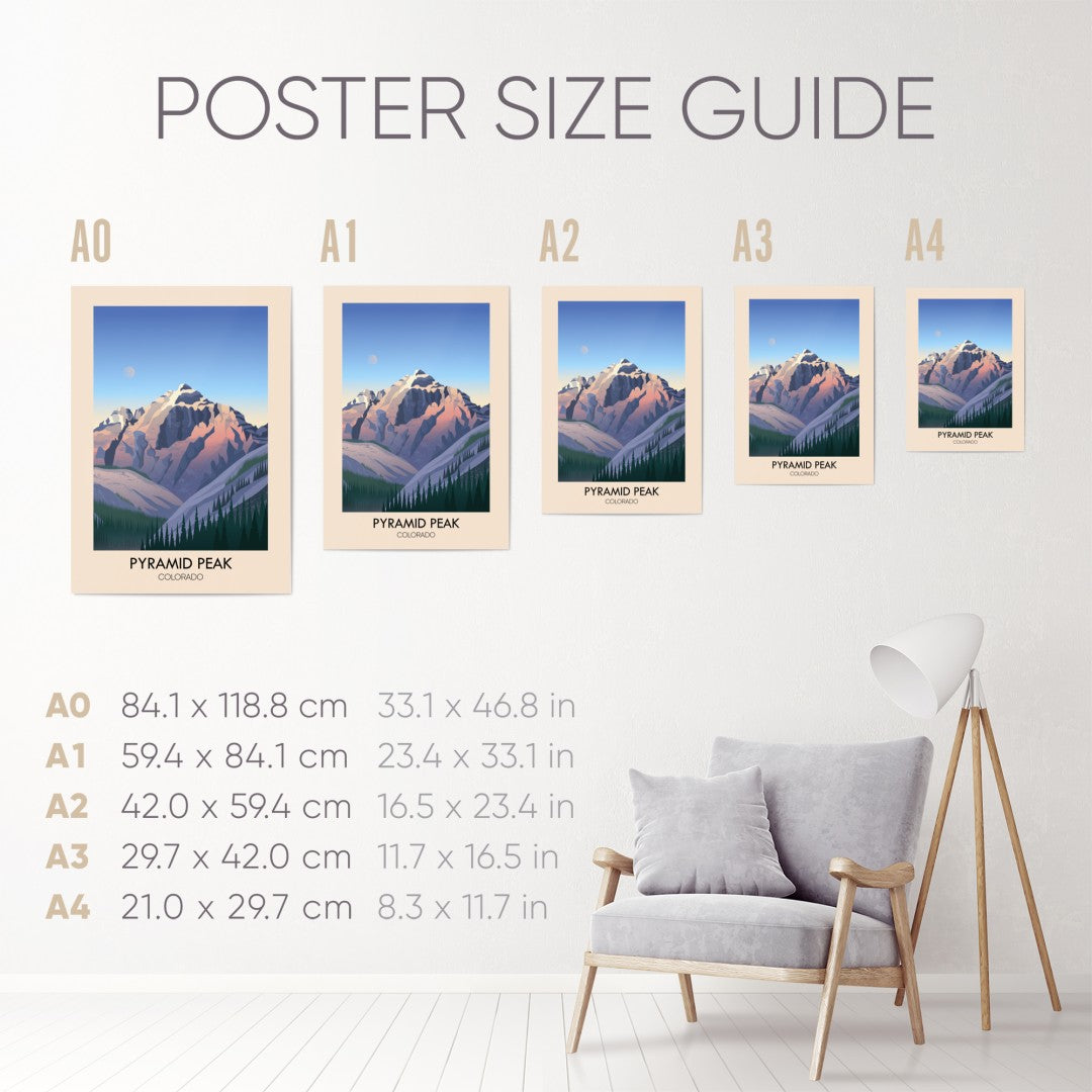 Pyramid Peak Colorado USA Travel Poster