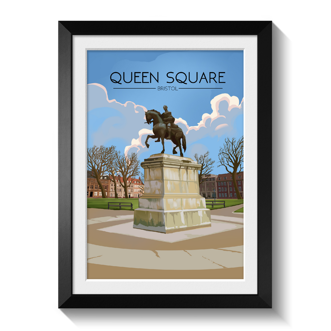 Queen Square Bristol Travel Poster