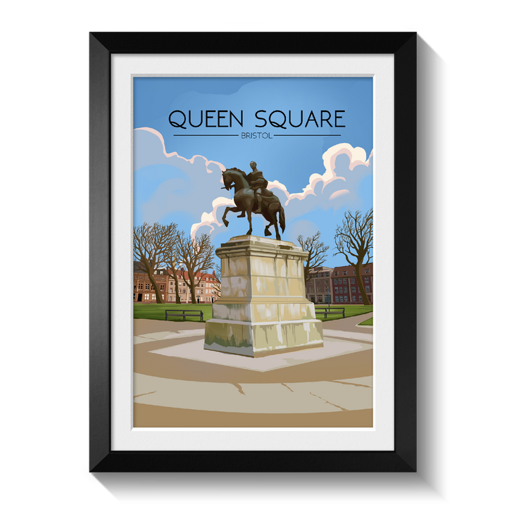 Queen Square Bristol Travel Poster