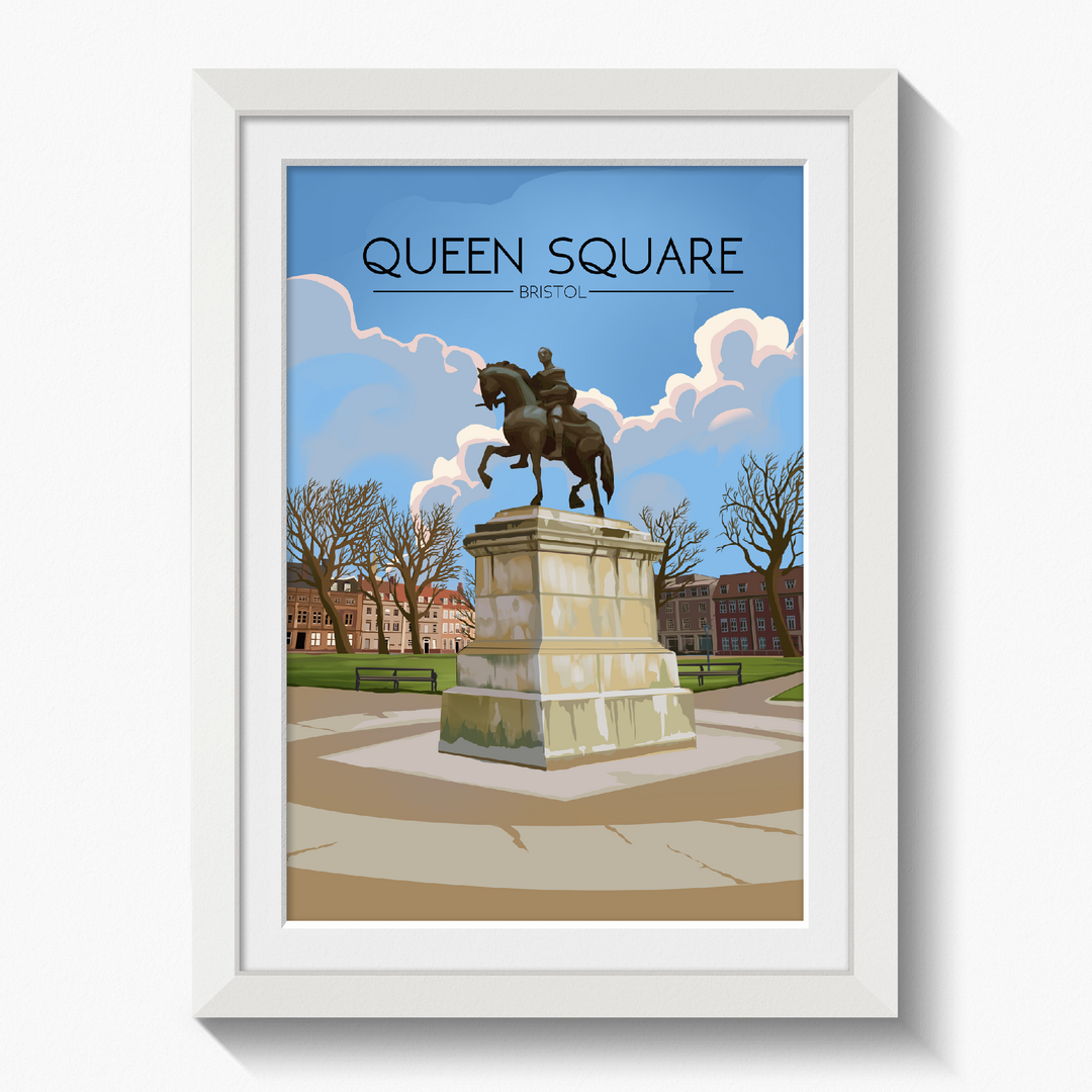 Queen Square Bristol Travel Poster