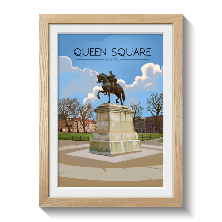 Queen Square Bristol Travel Poster