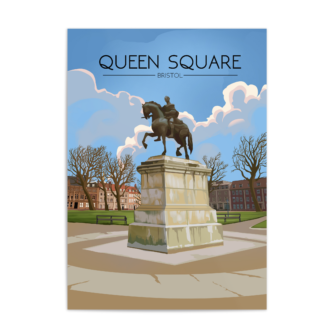 Queen Square Bristol Travel Poster