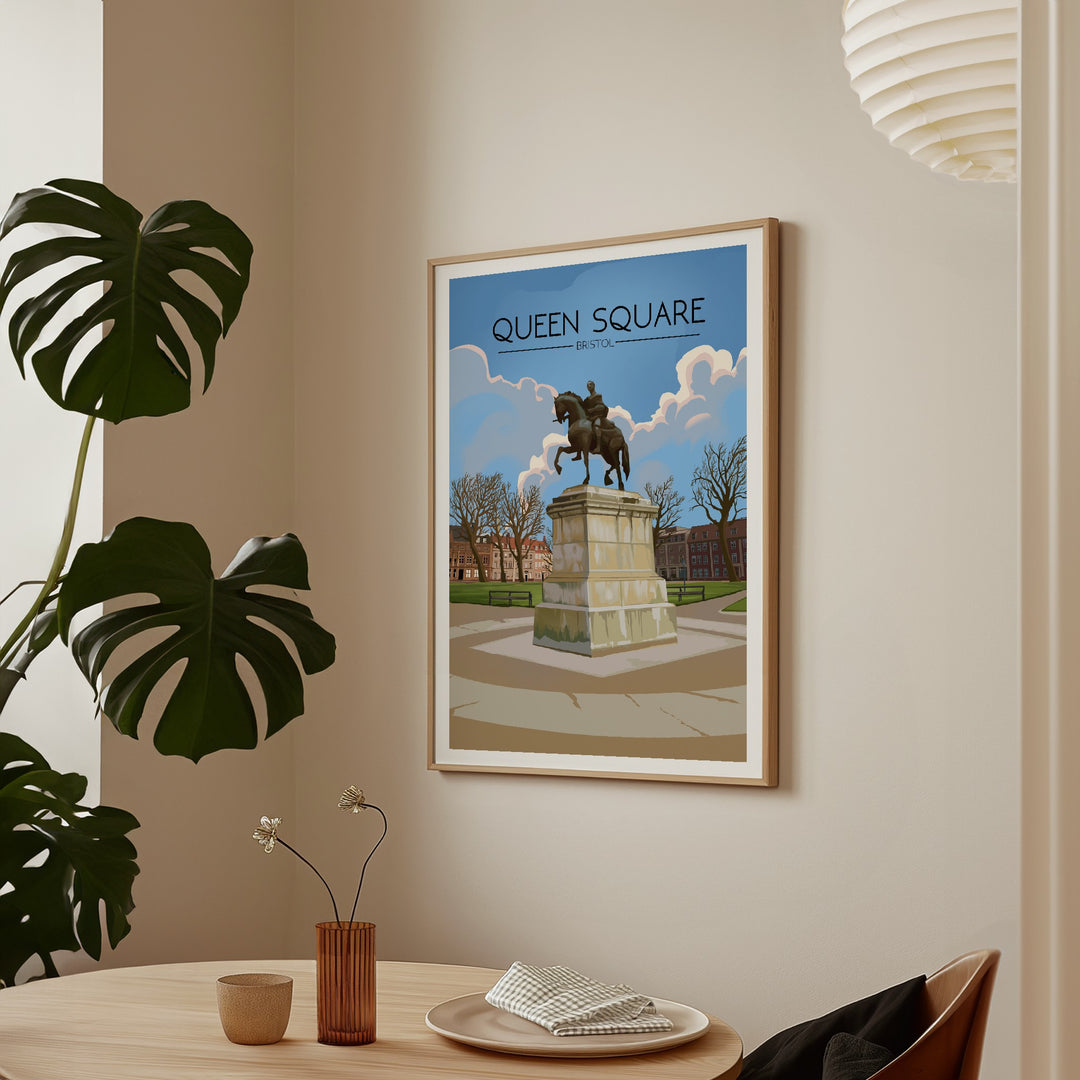 Queen Square Bristol Travel Poster