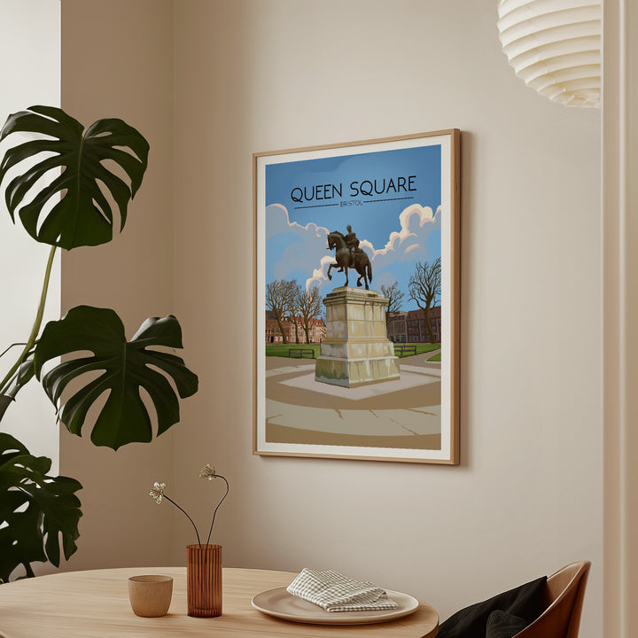 Queen Square Bristol Travel Poster