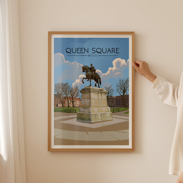 Queen Square Bristol Travel Poster
