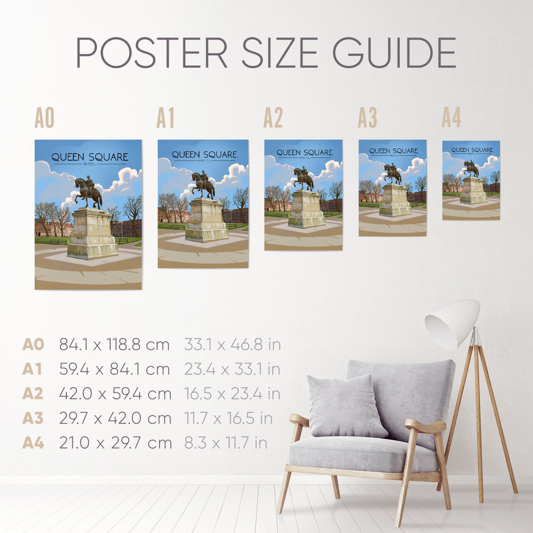 Queen Square Bristol Travel Poster