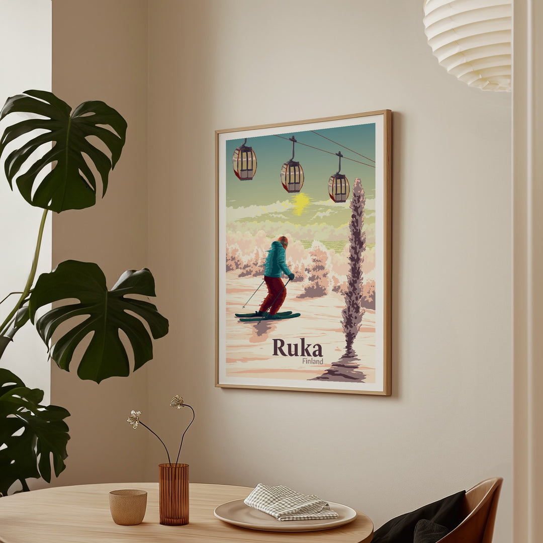 Blue Ruka Poster Ruka Finland Ski Resort Travel Poster – Bucket List Prints