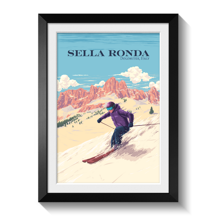 Sella Ronda Italy Ski Resort Travel Poster