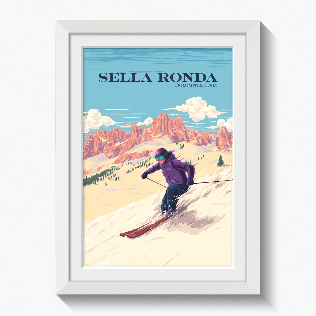 Sella Ronda Italy Ski Resort Travel Poster