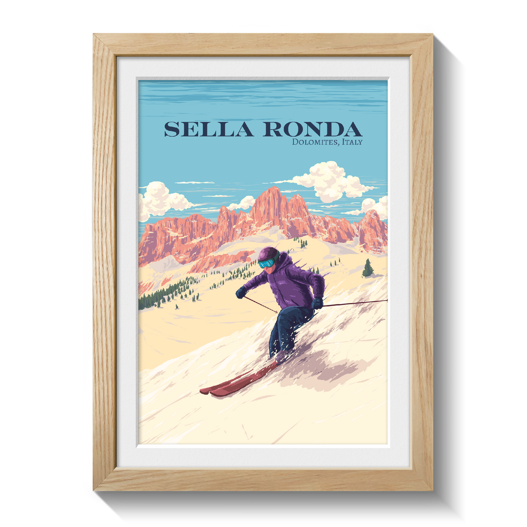 Sella Ronda Italy Ski Resort Travel Poster