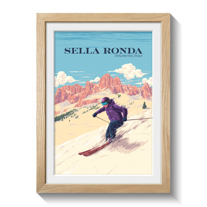 Sella Ronda Italy Ski Resort Travel Poster