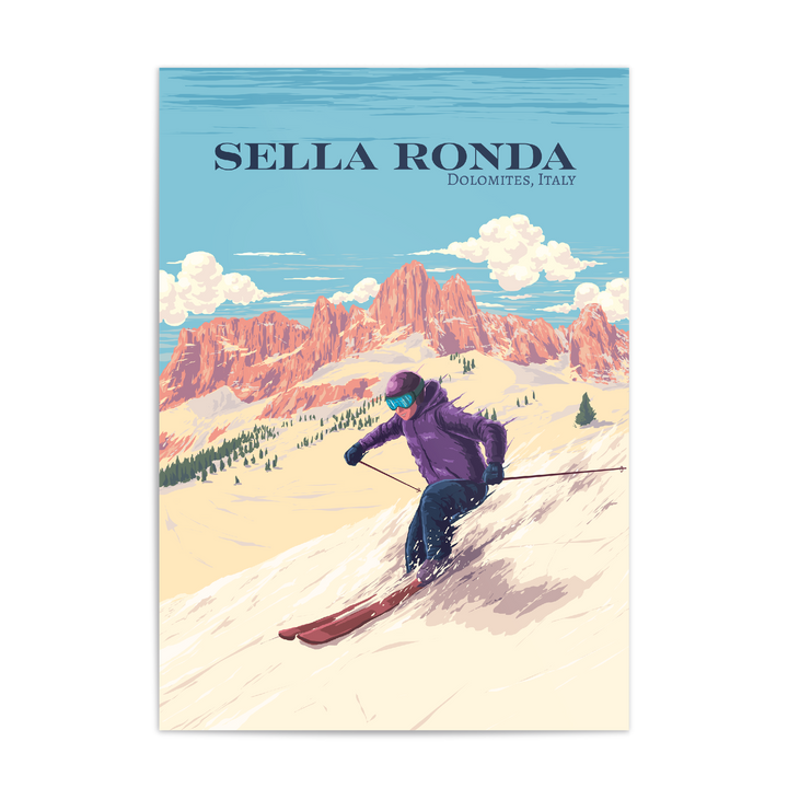 Sella Ronda Italy Ski Resort Travel Poster