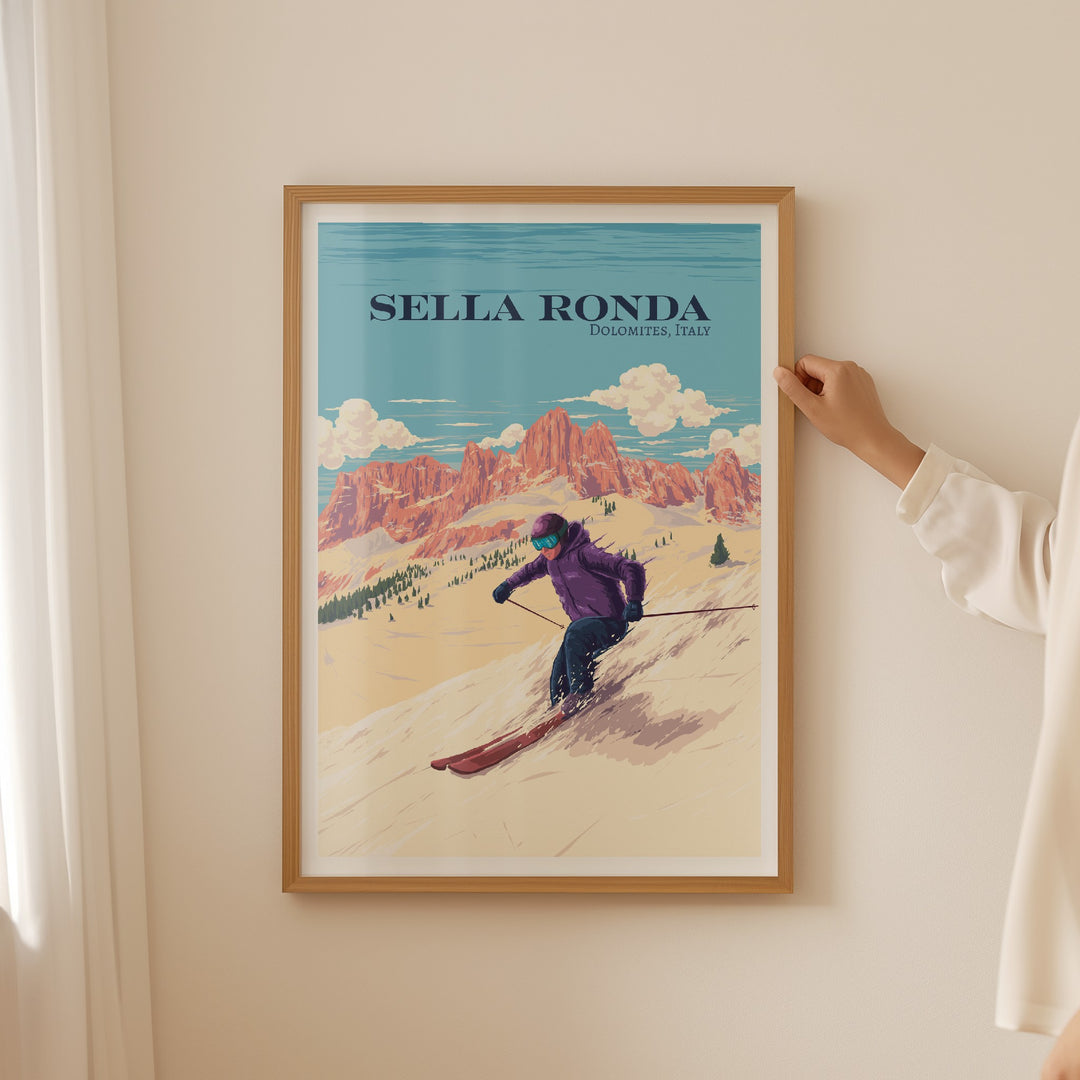 Sella Ronda Italy Ski Resort Travel Poster