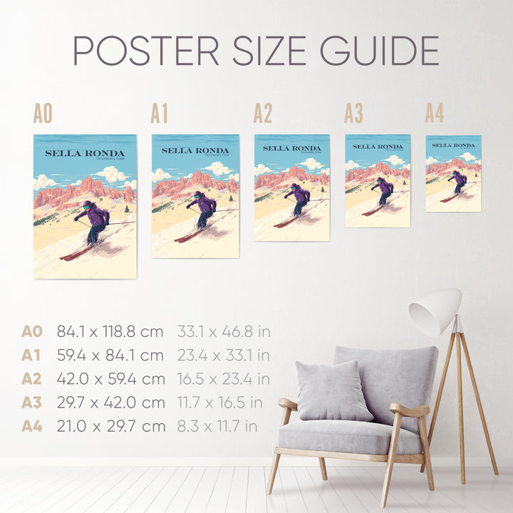 Sella Ronda Italy Ski Resort Travel Poster
