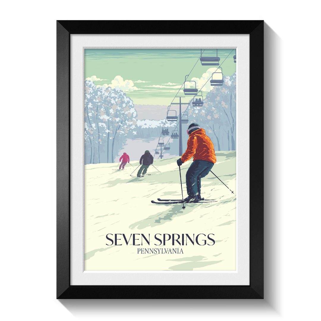 Seven Springs Pennsylvania USA Ski Resort Travel Poster