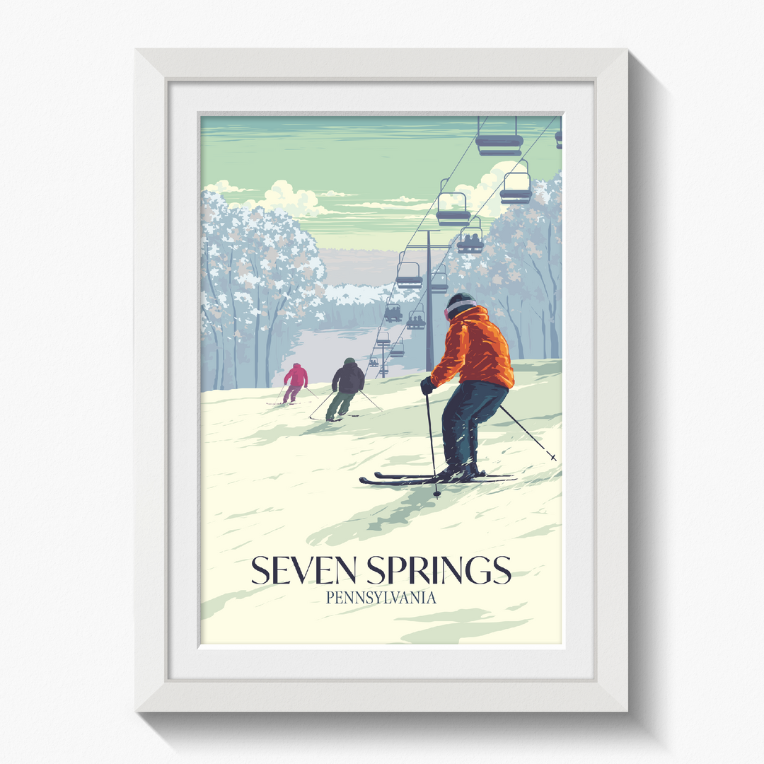 Seven Springs Pennsylvania USA Ski Resort Travel Poster