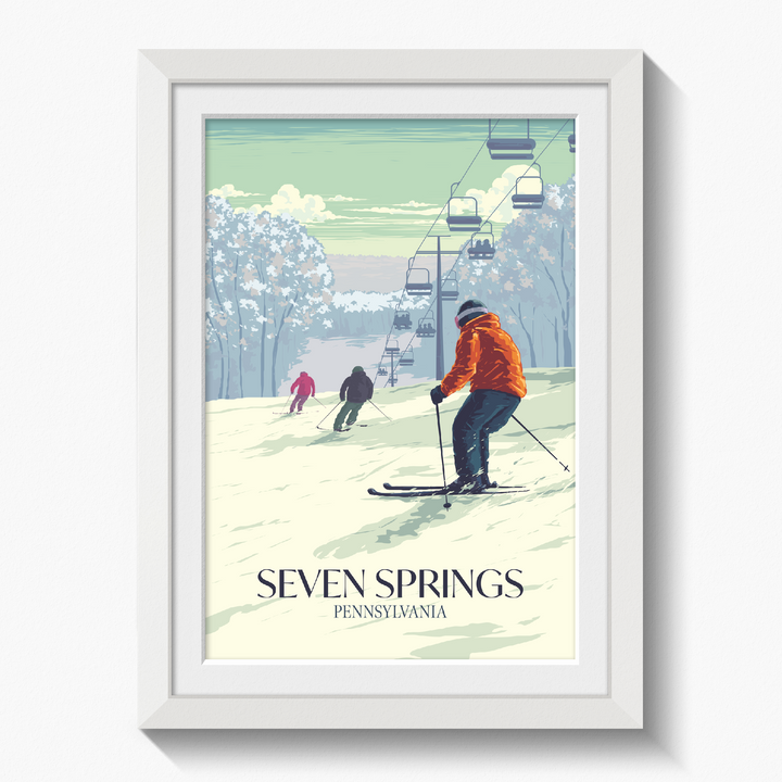 Seven Springs Pennsylvania USA Ski Resort Travel Poster