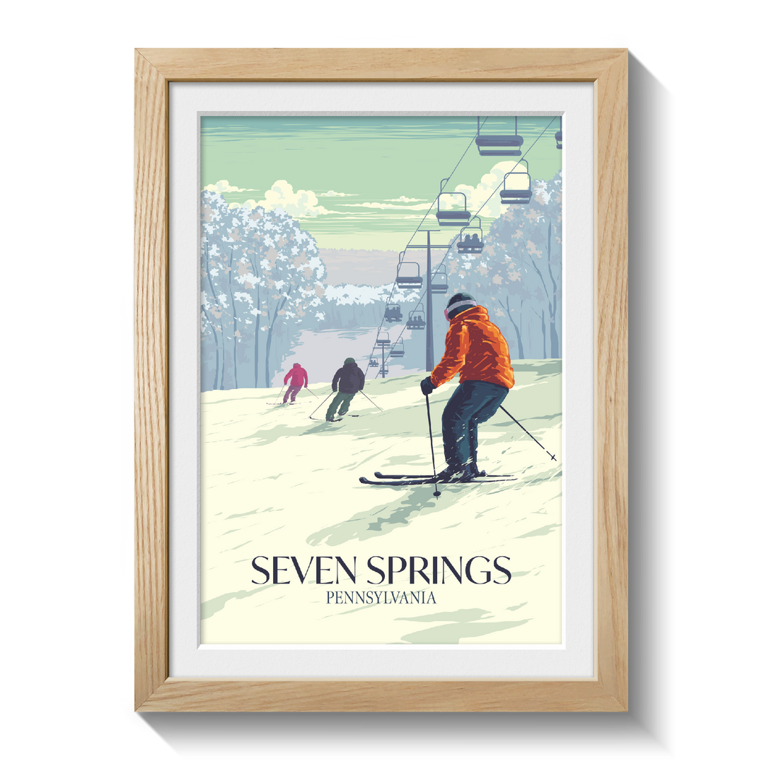 Seven Springs Pennsylvania USA Ski Resort Travel Poster