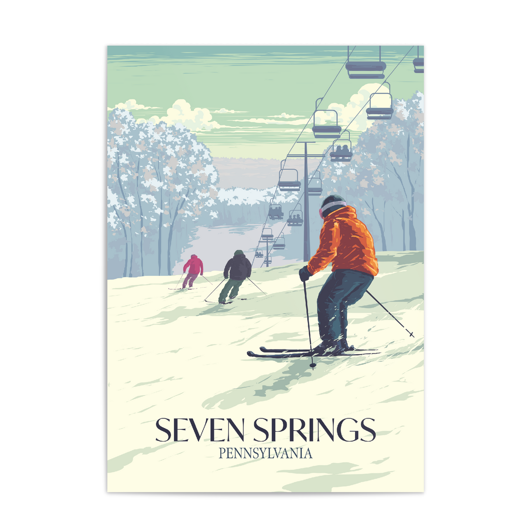 Seven Springs Pennsylvania USA Ski Resort Travel Poster