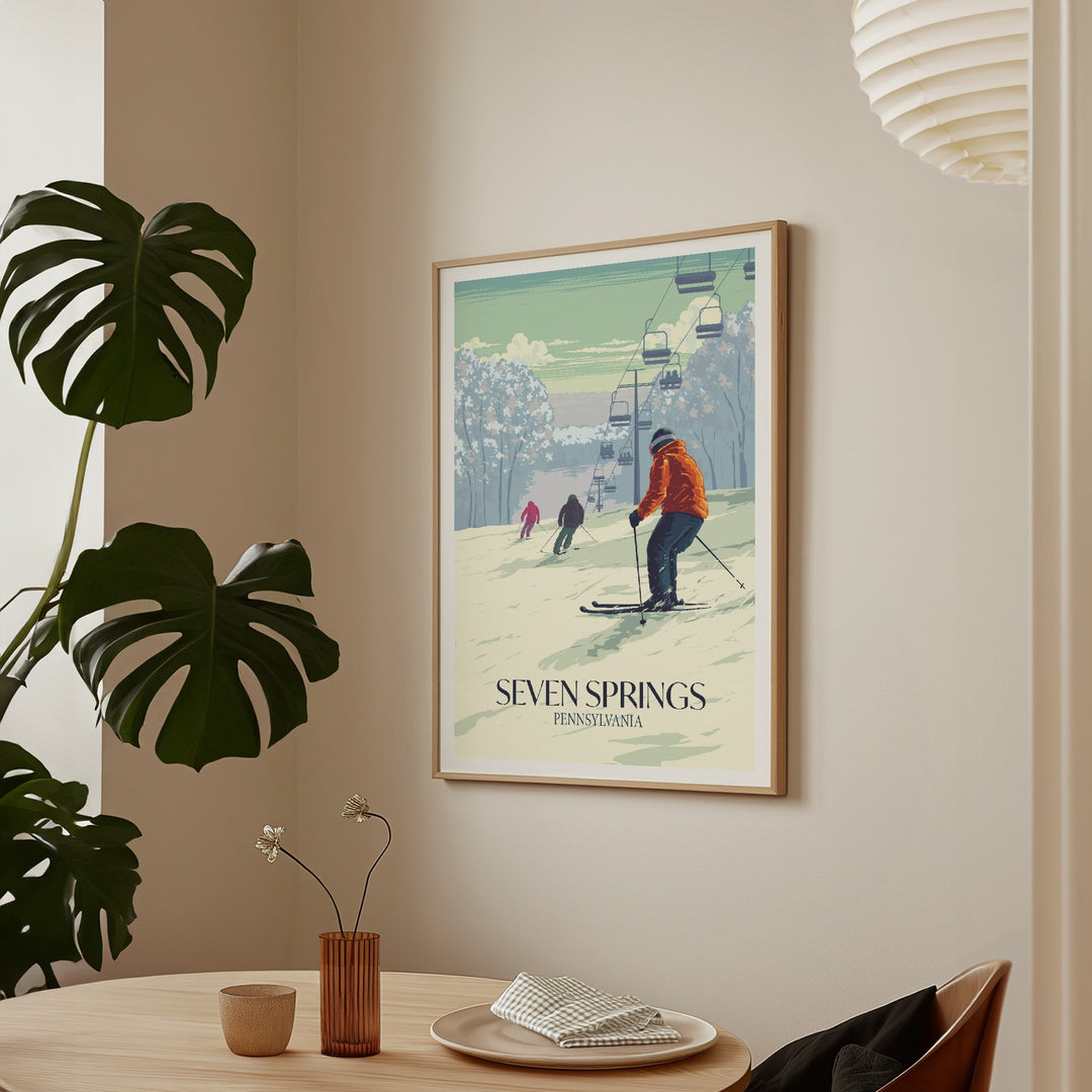 Seven Springs Pennsylvania USA Ski Resort Travel Poster