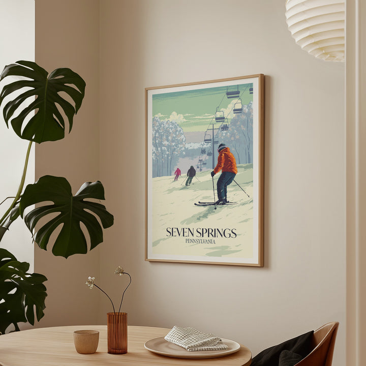 Seven Springs Pennsylvania USA Ski Resort Travel Poster