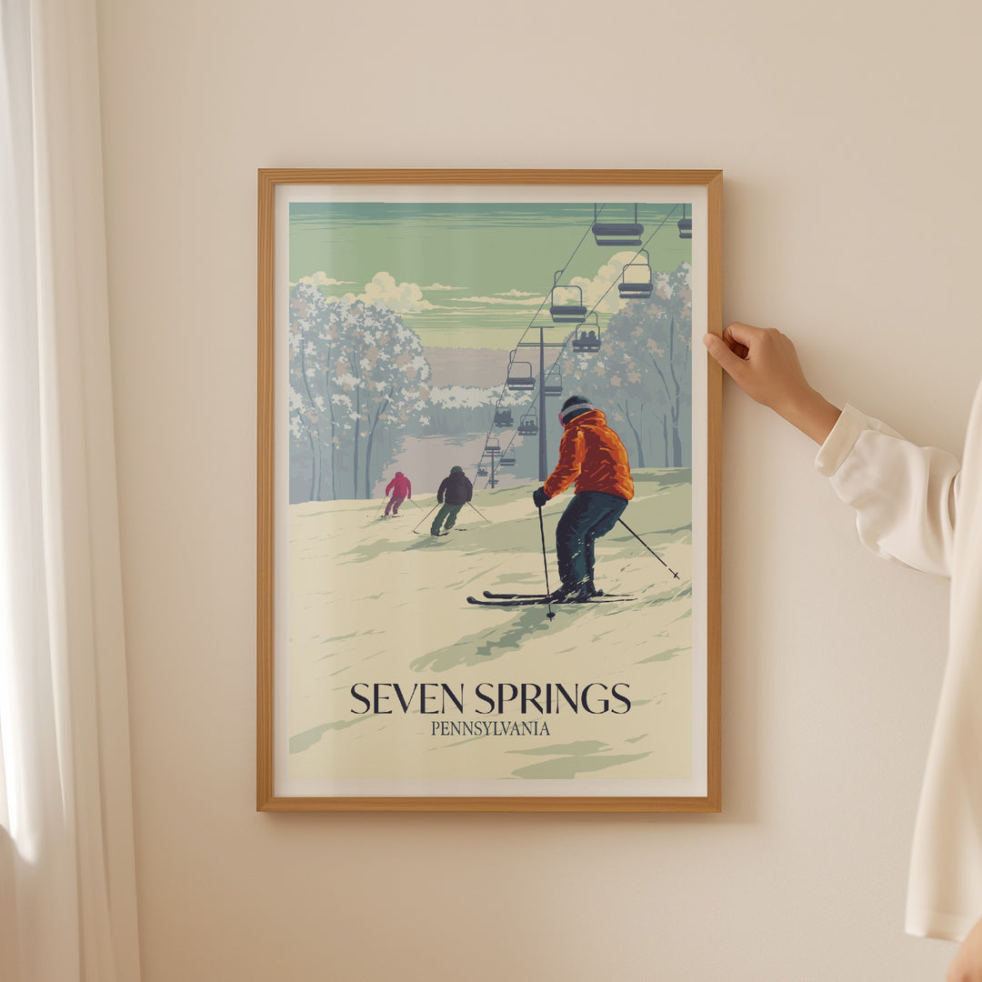 Seven Springs Pennsylvania USA Ski Resort Travel Poster