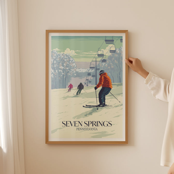 Seven Springs Pennsylvania USA Ski Resort Travel Poster