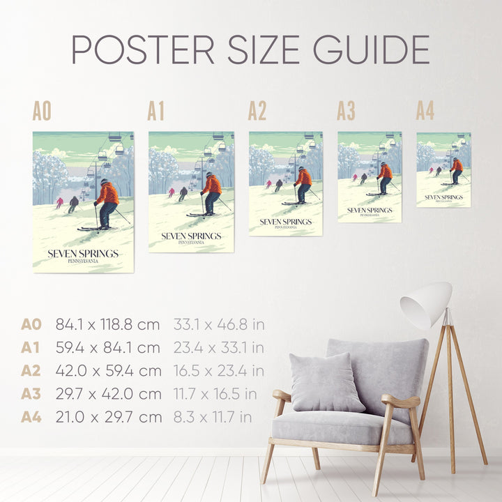 Seven Springs Pennsylvania USA Ski Resort Travel Poster