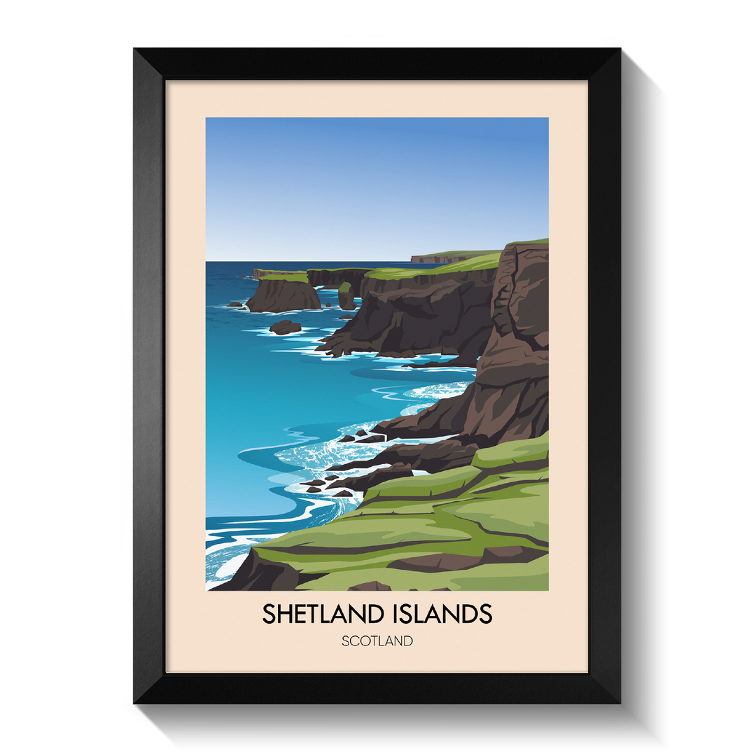 Shetland Islands Scotland Travel Poster