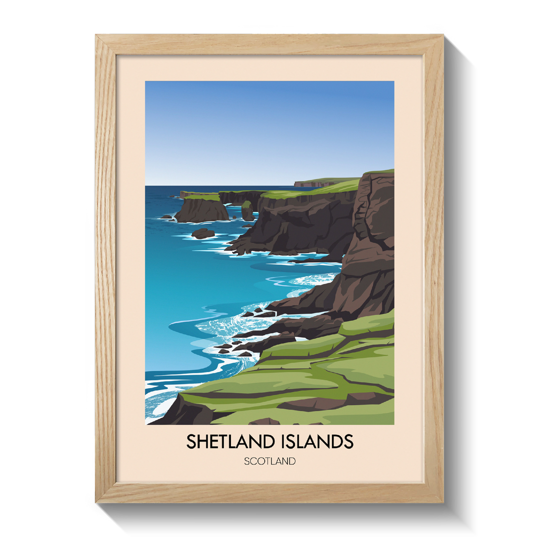 Shetland Islands Scotland Travel Poster