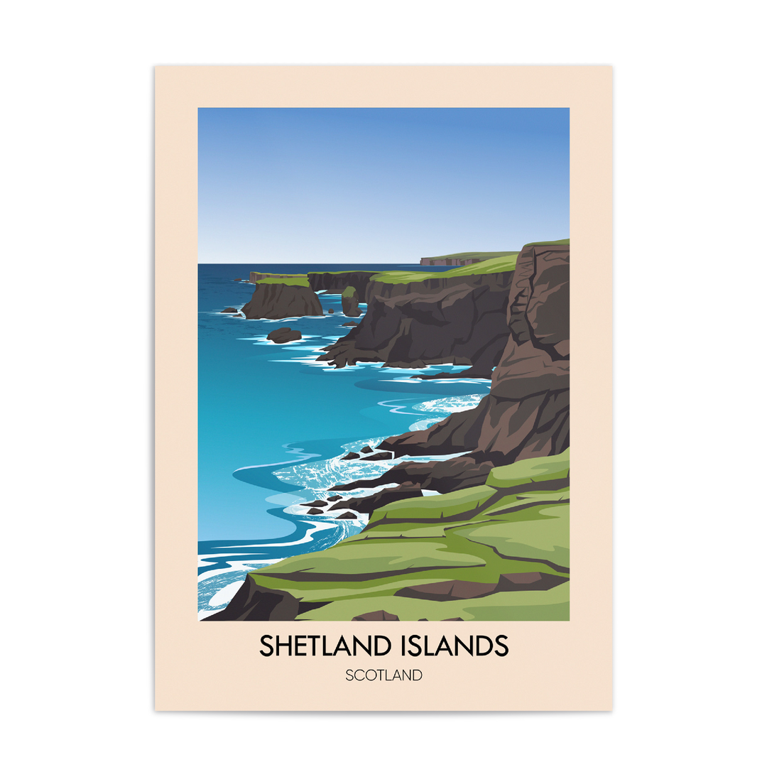 Shetland Islands Scotland Travel Poster