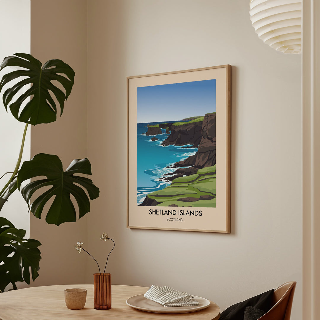 Shetland Islands Scotland Travel Poster
