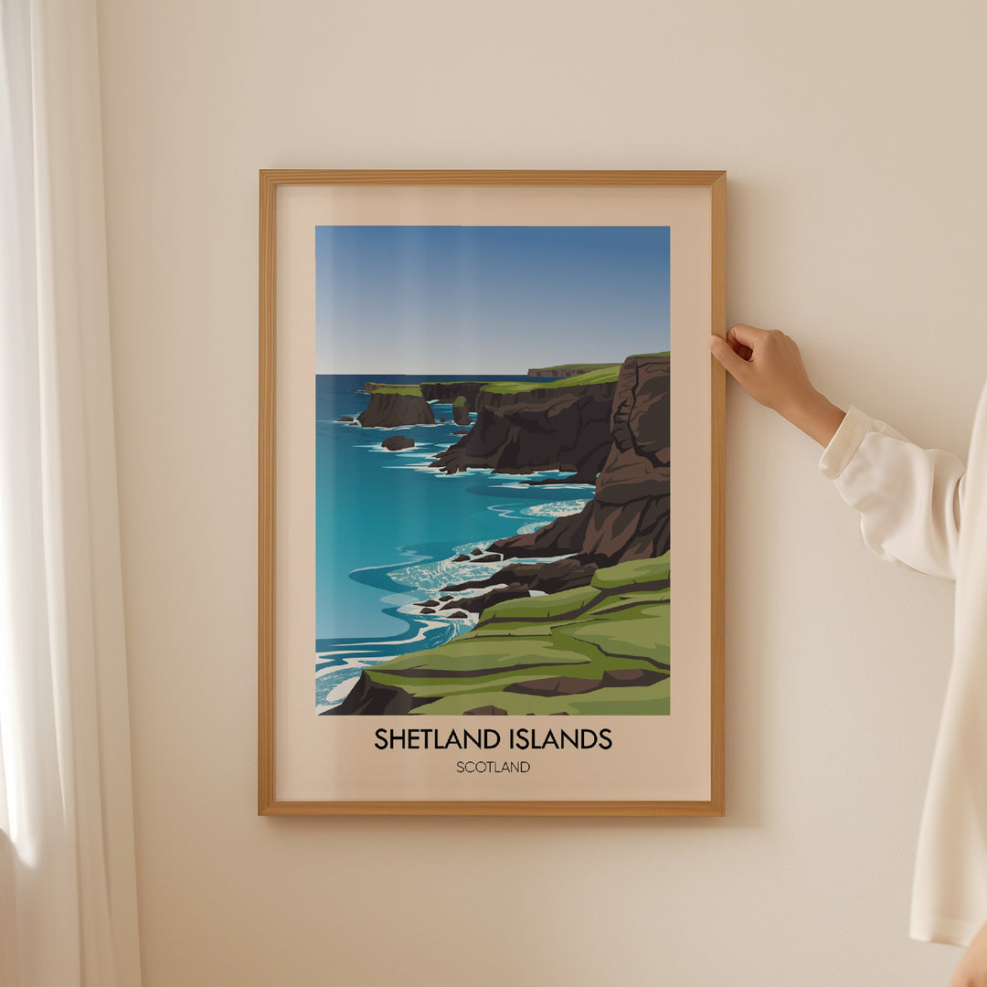 Shetland Islands Scotland Travel Poster