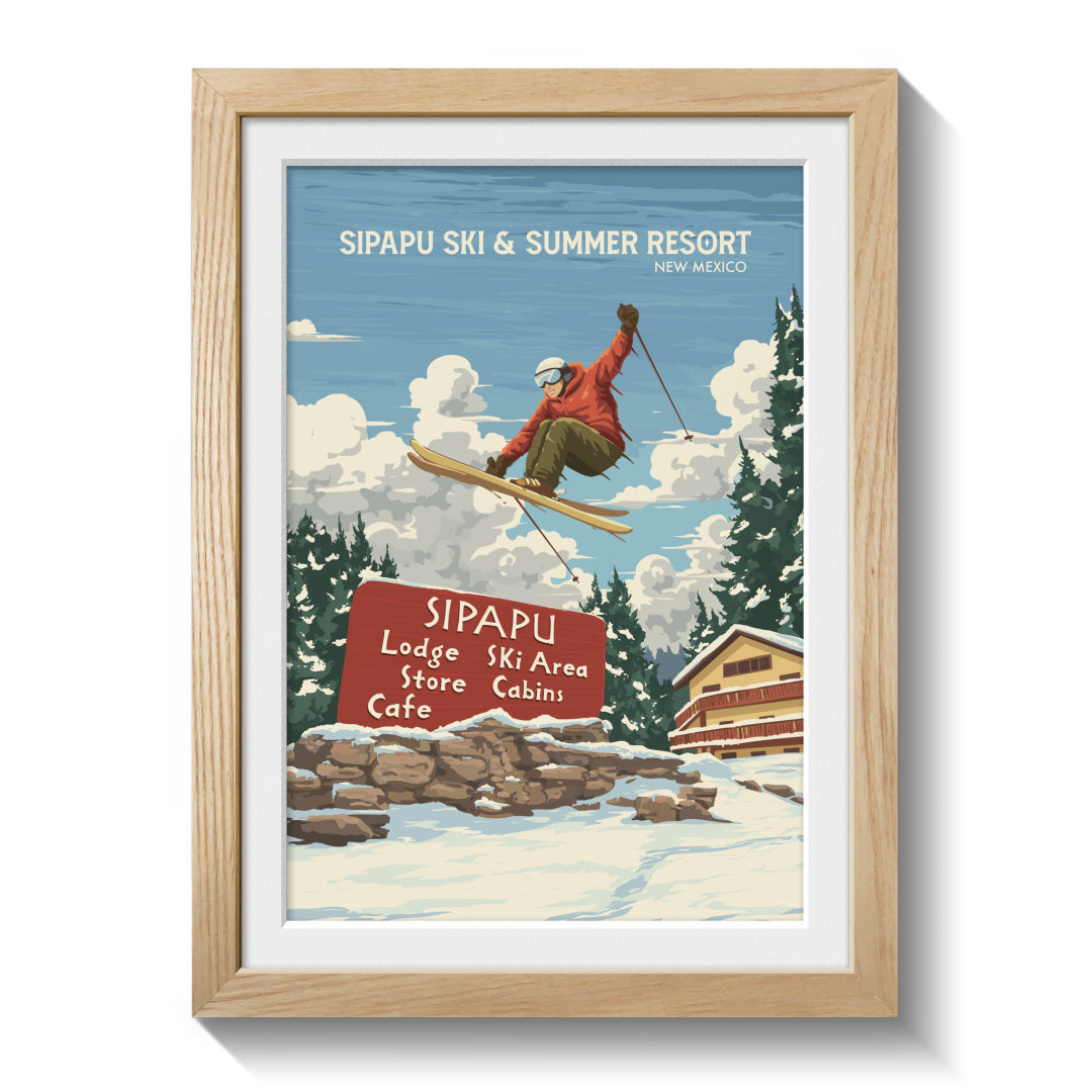 Sipapu New Mexico USA Ski and Summer Resort Travel Poster