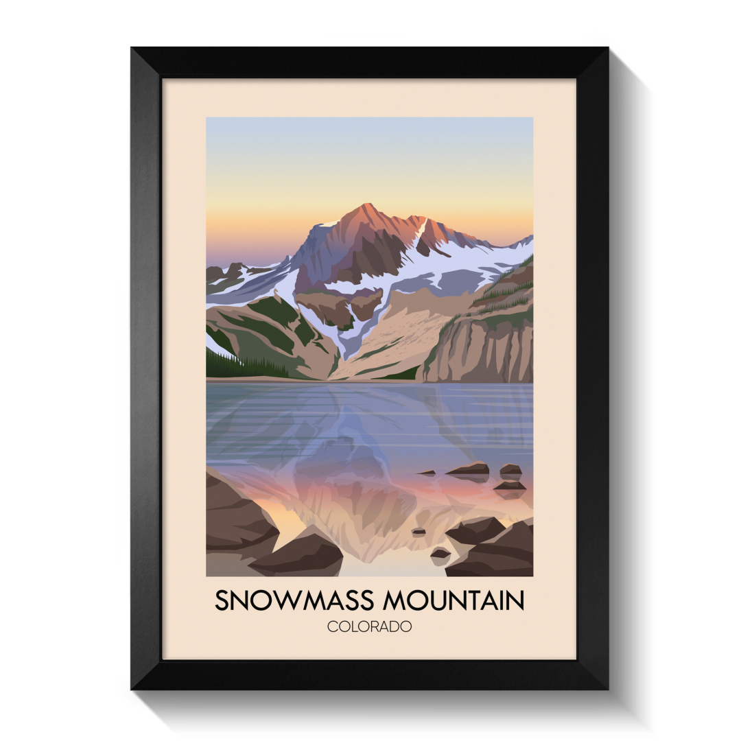 Snowmass Mountain Colorado USA Travel Poster