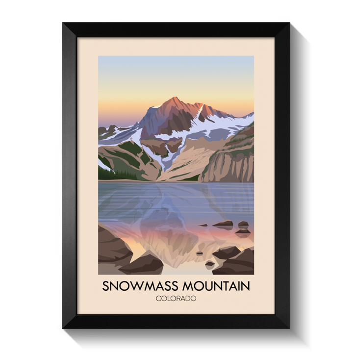 Snowmass Mountain Colorado USA Travel Poster