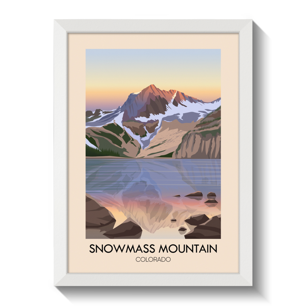 Snowmass Mountain Colorado USA Travel Poster