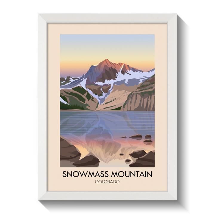 Snowmass Mountain Colorado USA Travel Poster