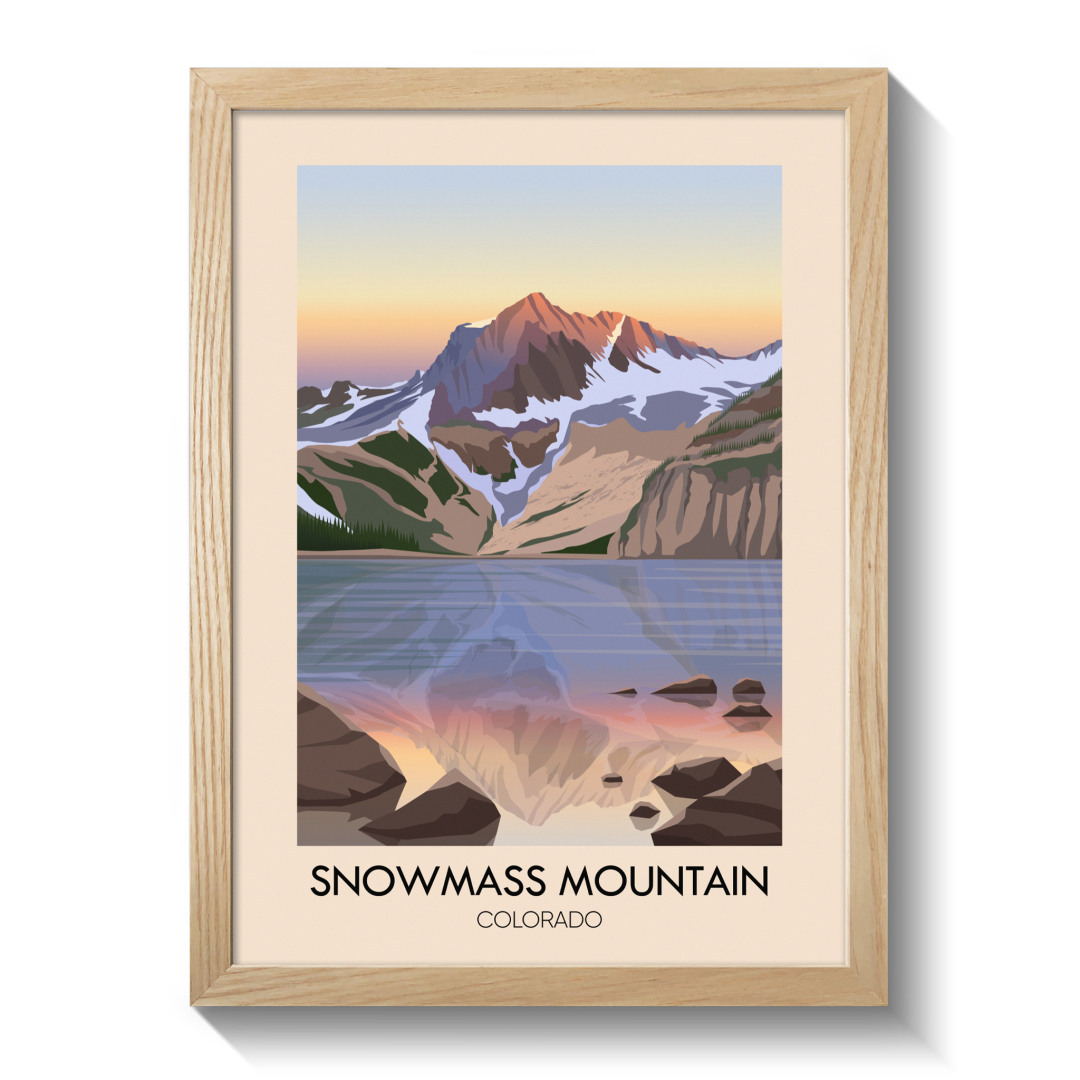 Snowmass Mountain Colorado USA Travel Poster