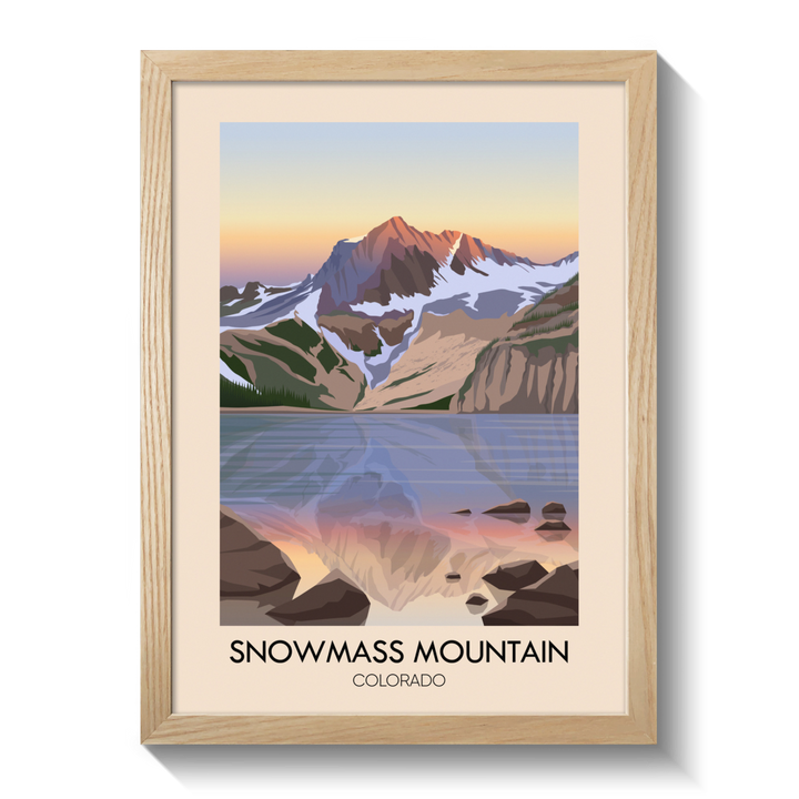 Snowmass Mountain Colorado USA Travel Poster