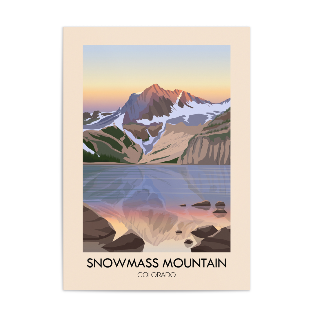 Snowmass Mountain Colorado USA Travel Poster