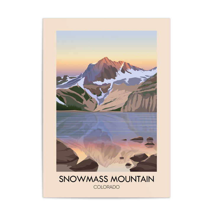 Snowmass Mountain Colorado USA Travel Poster