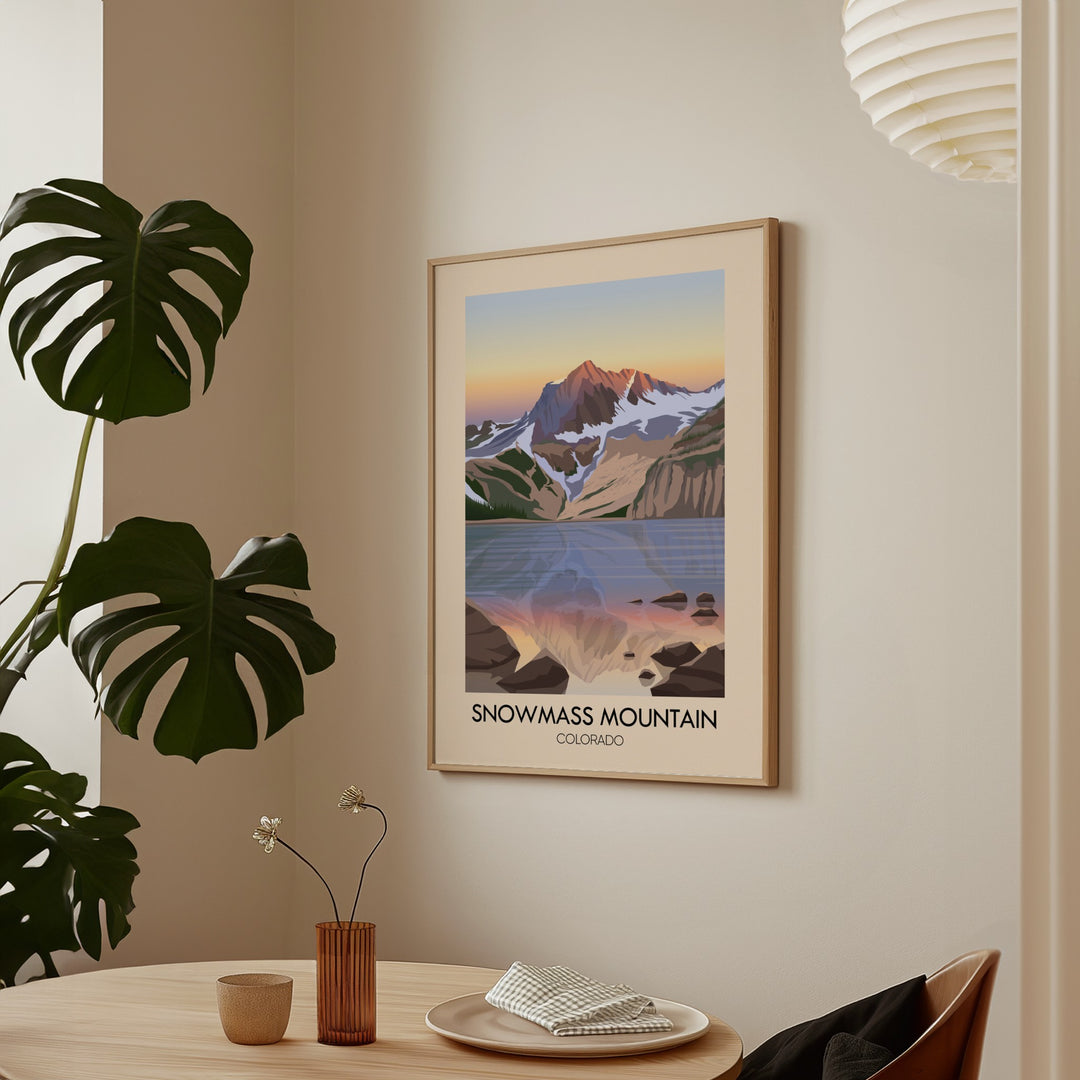 Snowmass Mountain Colorado USA Travel Poster